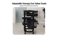Multifunctional Salon Tool Trolley On Wheels Wheeled Stylist Tool Carrier Push/pull Handle Storage Trolley Heavy Duty for Hair Stylists, Beauty Professionals, Pet Groomers, Barbershop, Spa