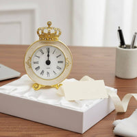 Crown Mantel Timepiece Quartz Movement Home Decor Crystal Accents for Desktop