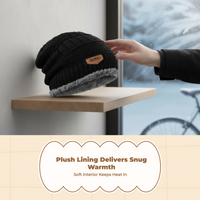 Men's Thick Knit Cuffed Winter Beanie, Black