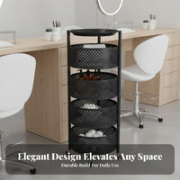 3-Tier Rolling Cart Full Rotation Casters 3-Tier Rolling Trolley Round Metal Utility Trolley Large Capacity for Bathroom
