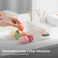 Clear Partitioned Puff Container Transparent Design for Bathroom Counter