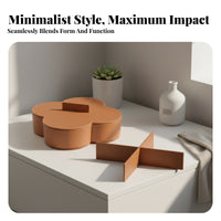Four-Compartment Box Stitched Edging Leather-Like Clover Storage Box