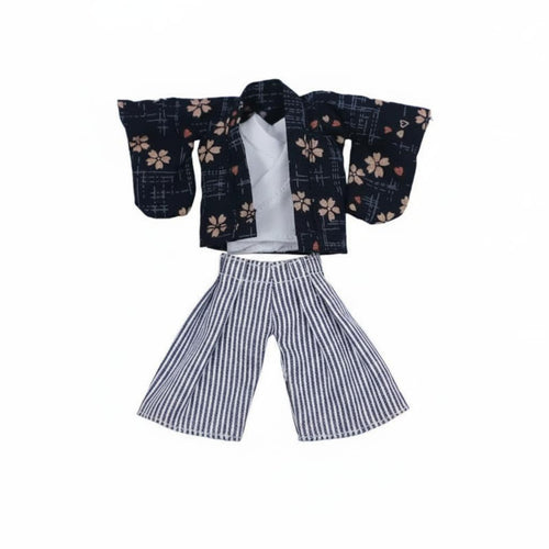 1/12 Scale Doll Kimono Outfit Wide Sleeves Japanese Doll Outfit Clothes Set Japanese Miniature Clothing