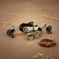 Star Engraved Spur Long-Lasting Horse Spurs Secure Fit for Equestrians, Riders