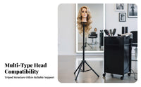 Mannequin Head Tripod Stand Foldable Design Hairpiece Stand Tripod Portable Hairdressing Practice Head Holder
