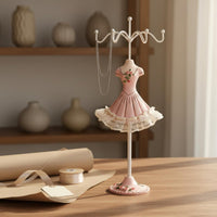 6 Pieces Princess Mannequin Jewelry Stand Gift Idea Accessory Storage Lace Trim