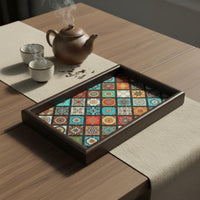 Vintage Design Tea Tray Retro Design Rectangular Walnut Vanity Tray for Bedroom