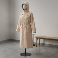 Waist Drawstring Raincoat Lightweight Long Hooded Raincoat Windproof for Men