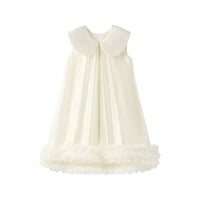Sleeveless Round Collar Dress Lightweight Shimmery Doll Collar Dress