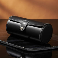 Cylinder Watch Travel Case Soft Interior Lining Watch Travel Case Accessory Storage Fine Stitching Snap Button Closure for Men