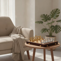 Chess Set with Storage Case Metal Chessboard Portable for Office, Collectors