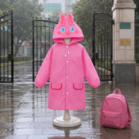 Kids Hooded Raincoat Waterproof Cartoon Rain Poncho Soft Material