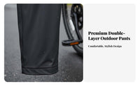 Double Layer Design Cycling Rain Trousers Windproof Breathable Waterproof Pants Wear-Resistant for Cyclists, Rainy Weather, Camping, Fishing