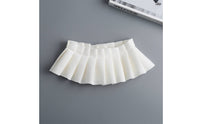 Airy White Textile Lightweight Pleated Bib Easy Overlay for Women