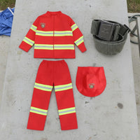 Kids Fire Control Professional Uniform With Accessories Child Firefighter Dress-up Clothes Fire Team Leader Role Play Kit