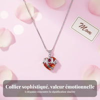Mom Heart Necklace Rhinestone Embellished Crystal Heart Necklace for Birthday