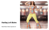 Hippie Bell-Bottom Set Groovy Patterns 70s Outfit Psychedelic Print for Teens