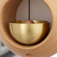 Entryway Brass Bell Solid Wood Wooden Frame Door Chime Minimalist Design