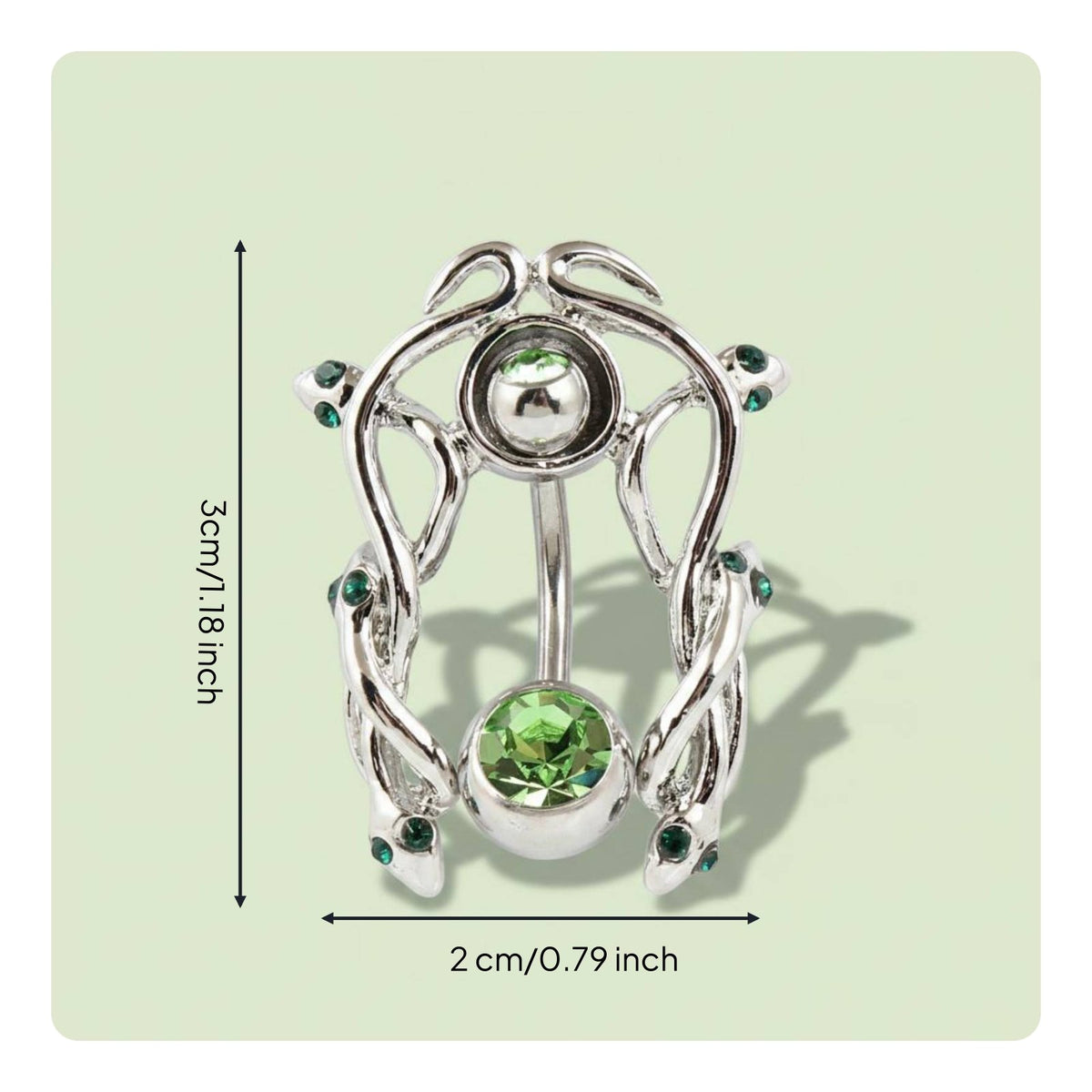 Snake Belly Button Hoop Dangling Design Curved Navel Barbell for Women