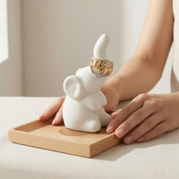 Ceramic Elephant Jewelry Holder Compact Glazed Elephant Jewelry Holder