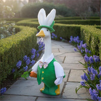 Porch Goose Green Vest and Hat Festive Design Lawn Goose Holiday Clothes