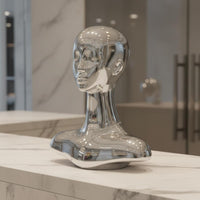 Jewelry Bust Stand Electroplated Finish Hat Display Bust Luxury Look Hairpiece Display Stand