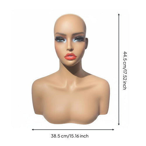PVC Mannequin Head Multi Function Hairpiece Head Mannequin Sturdy Half Body Hairpiece Stand for Salon Workers