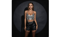 Crop Top with Chains Draped Crop Top with Chain Sleeveless for Clubbing, Women