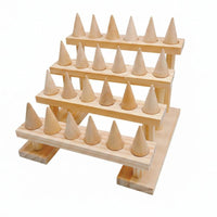 Tiered-Cone Stand Wooden Wood Band Display Rack Minimalist for Market Vendors