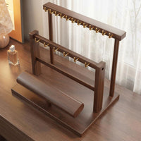 Wood Jewelry Display Rack Desktop 2 Tier T-Shaped Bar Display Wooden