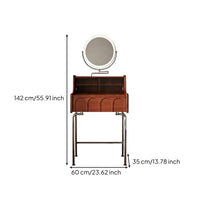 Retro Dressing Table with Stool Sturdy Wood Wooden Makeup Vanity with Drawers Modern Vanity Desk with Illuminated Mirror