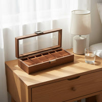Watch and Jewelry Storage Box Dustproof Wooden Jewelry Box Glass Top Watch Display Case Large Capacity for Women