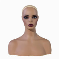Head and Shoulders Mannequin Realistic Female Torso Form Skin-Tone
