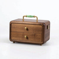 Jewelry Box with Drawers Walnut Wooden Jewelry Box Compact for Vanity