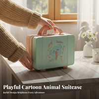 Retro Design 14 Inch Makeup Case Long-Lasting Handle 14 Inch Cosmetic Suitcase Double Zipper for Travelers, Moms, Vacation, Business Trip