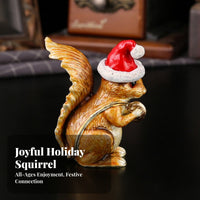 Decorative Hinged Opening Santa Hat Squirrel Box Squirrel Jewelry Box