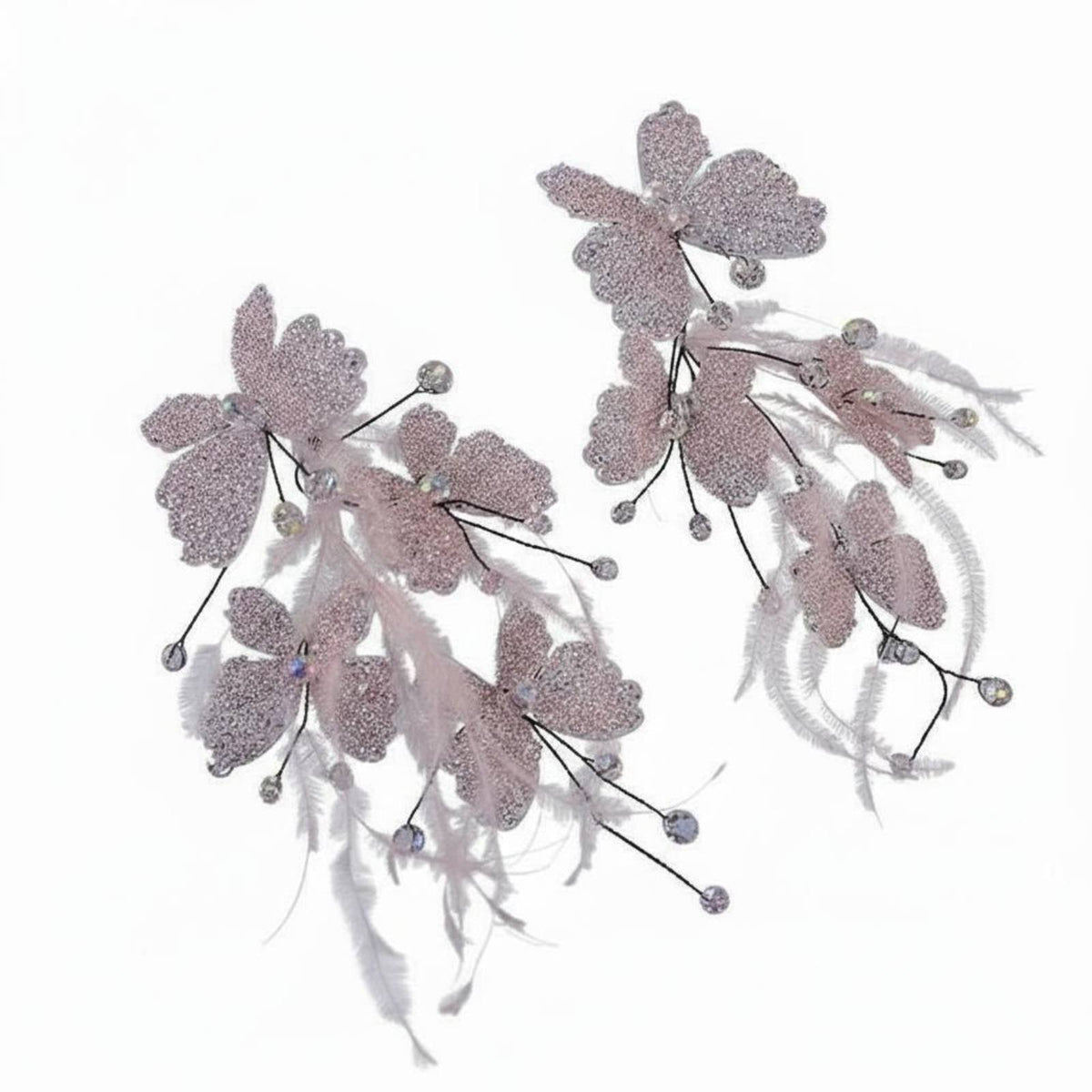 2 Pieces Rosy Fairy Hair Barrette S Sweet Design Wedding Fairy Hairpins Feather Hair Barrette Elegant Design for Weddings