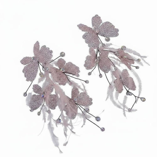 2 Pieces Rosy Fairy Hair Barrette S Sweet Design Wedding Fairy Hairpins Feather Hair Barrette Elegant Design for Weddings