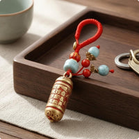Lacquered Brass Charm Gold-Tone Cylindrical Charm Bead-Like