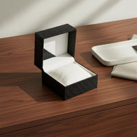 Hinged-Lid Watch Box Cushioned Insert Faux Leather Watch Case White