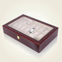 Watch Box with 24 Slots Shiny Watch Box with Glass Lid Cushioned