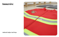 Realistic Design Kids Firefighter Costume Set Reflective Stripes Kids Firefighter Uniform Sturdy Materials for Boys, School Events, Parties