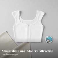 Cosplay Chest Binder Undergarment Shoulder Pads Zipper Closure Shoulder Pad Binder Top Breathable Shapewear Top for Tomboys