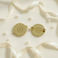 Perforated Disc Brooch Base DIY Craft Round Sew-on Pin Back Gold Tone
