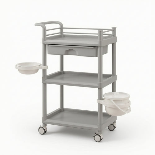 3-Tier Utility Cart Compact Three Tier Rolling Cart Smooth for Beauticians