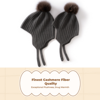 Family Cashmere Earflap Hat Foldable Wool Tassel