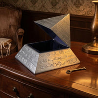 Pyramid Jewelry Box Engraved Pattern Tin Alloy Jewelry Box Decorative