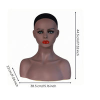 Manikin Head with Shoulders PVC Mannequin Head Bust Brown Skin-Tone