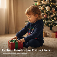 Unisex Kids Cartoon Hoodie, Christmas New Year Pullover, Long Sleeve Sweatshirt, Holiday Relaxed Top, Random Design