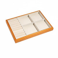 Linen Jewelry Tray Showcase Scratch Protection Wooden Jewelry Display Tray for Dresser Top